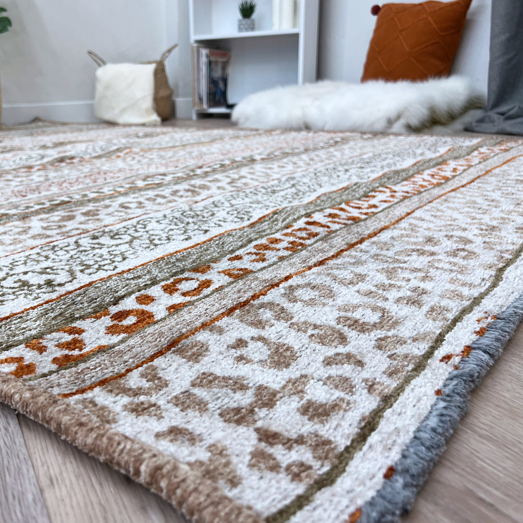 Eclectic Beige Terracotta Washable Area Rugs