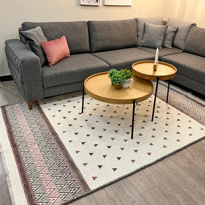 Triangle Gray Off White Area Rugs