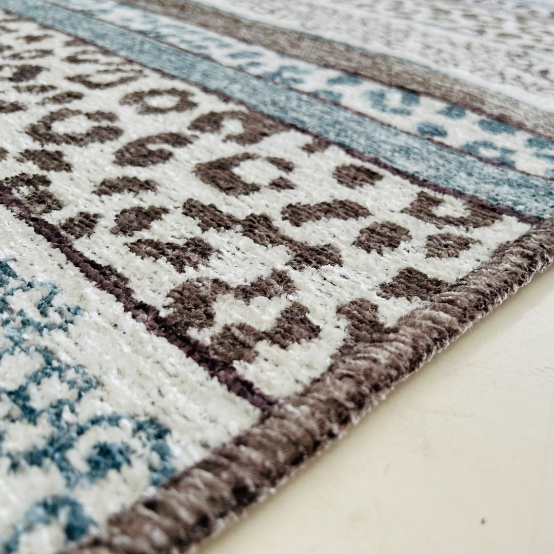 Eclectic Blue Gray Washable Area Rugs