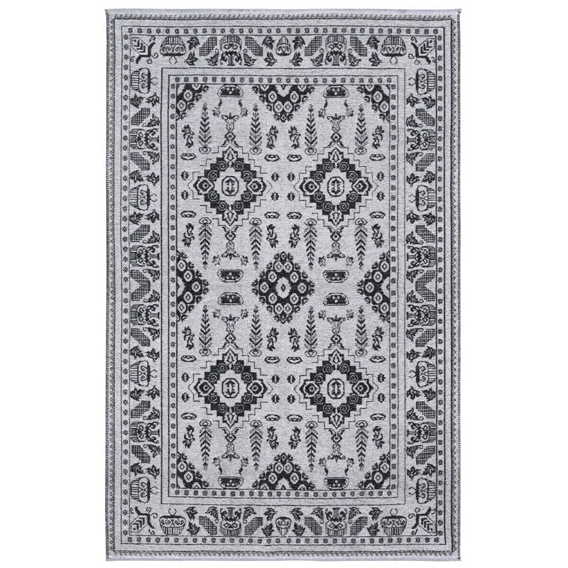 Vintage Gray Black Washable Area Rugs