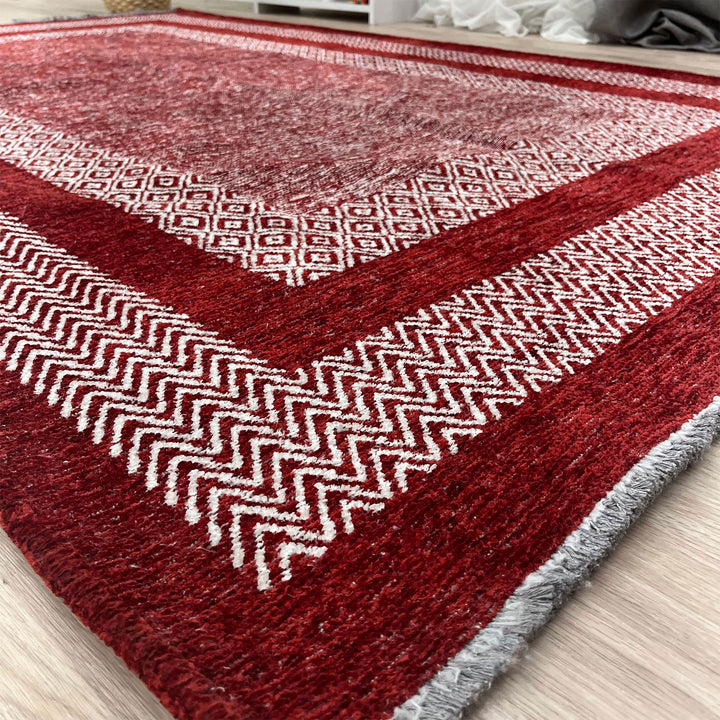 Scandinavian Red Burgundy Washable Area Rugs