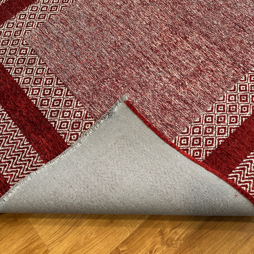 Scandinavian Red Burgundy Washable Area Rugs