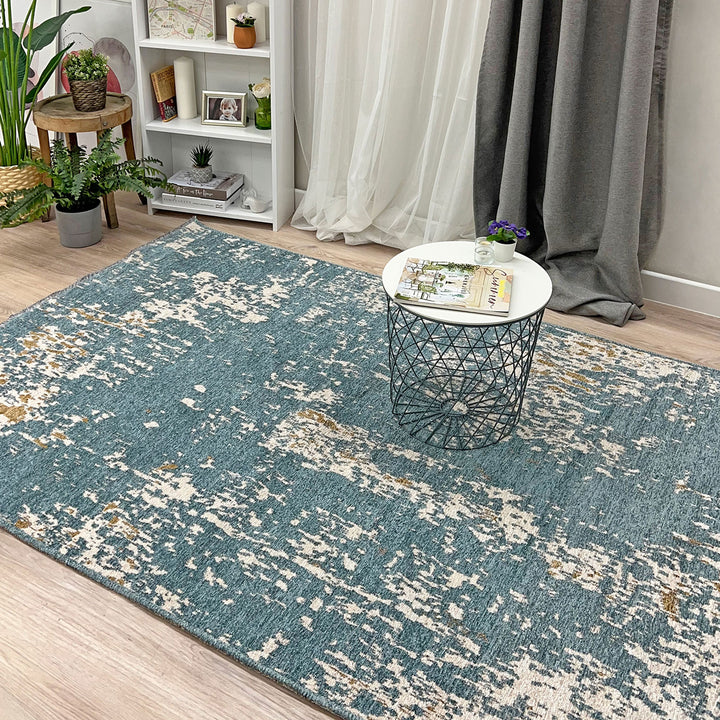 Reversible Abstract Beige Gray Washable Area Rugs