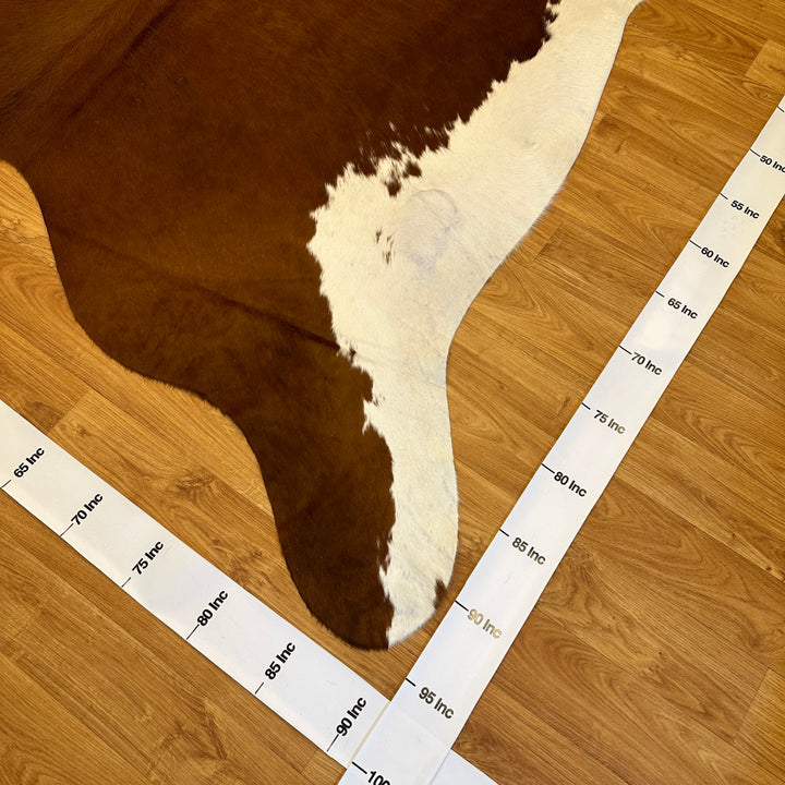 Genuine Tan Brown White Cowhide Rug 90x95