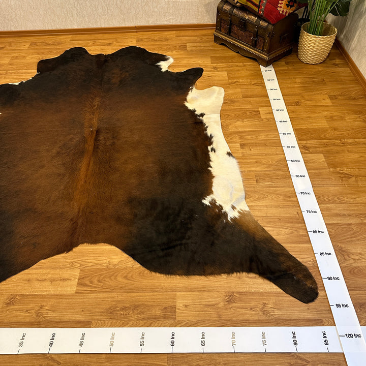 Genuine Black Brown White Cowhide Rug 85x95