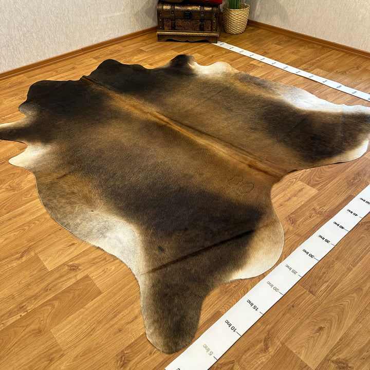 Genuine Beige Black Brown Cowhide Rug 90x94