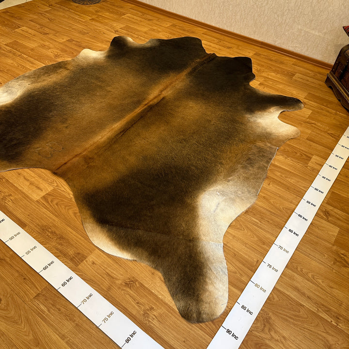 Genuine Beige Black Brown Cowhide Rug 90x94