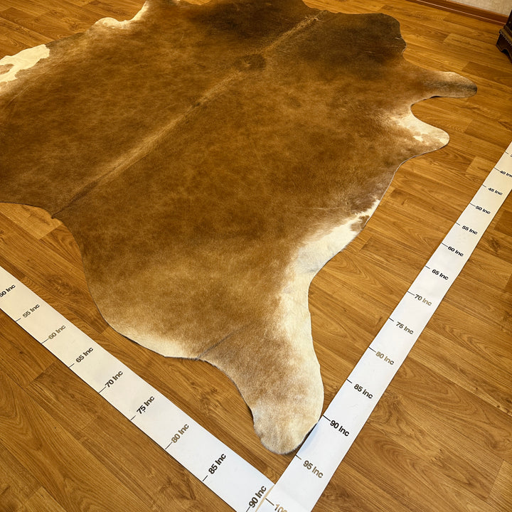 Genuine Brown White Cowhide Rug 96x91