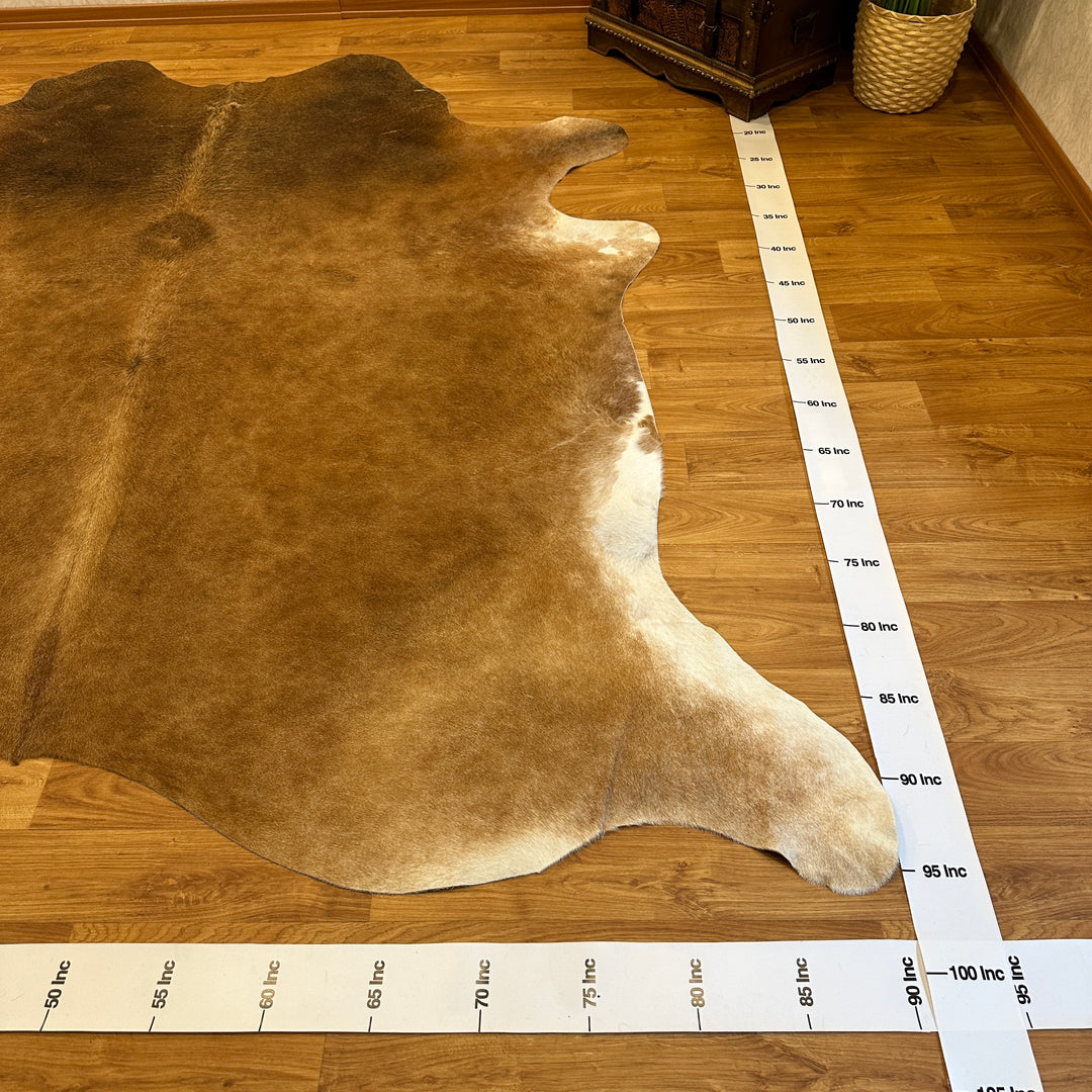 Genuine Brown White Cowhide Rug 96x91