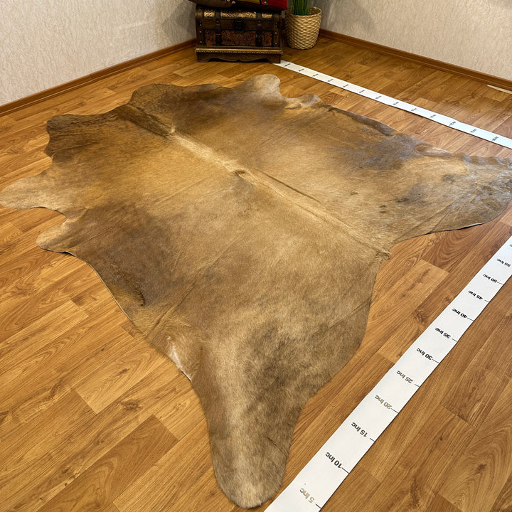 Genuine Beige Brown Cream Cowhide Rug 91x96