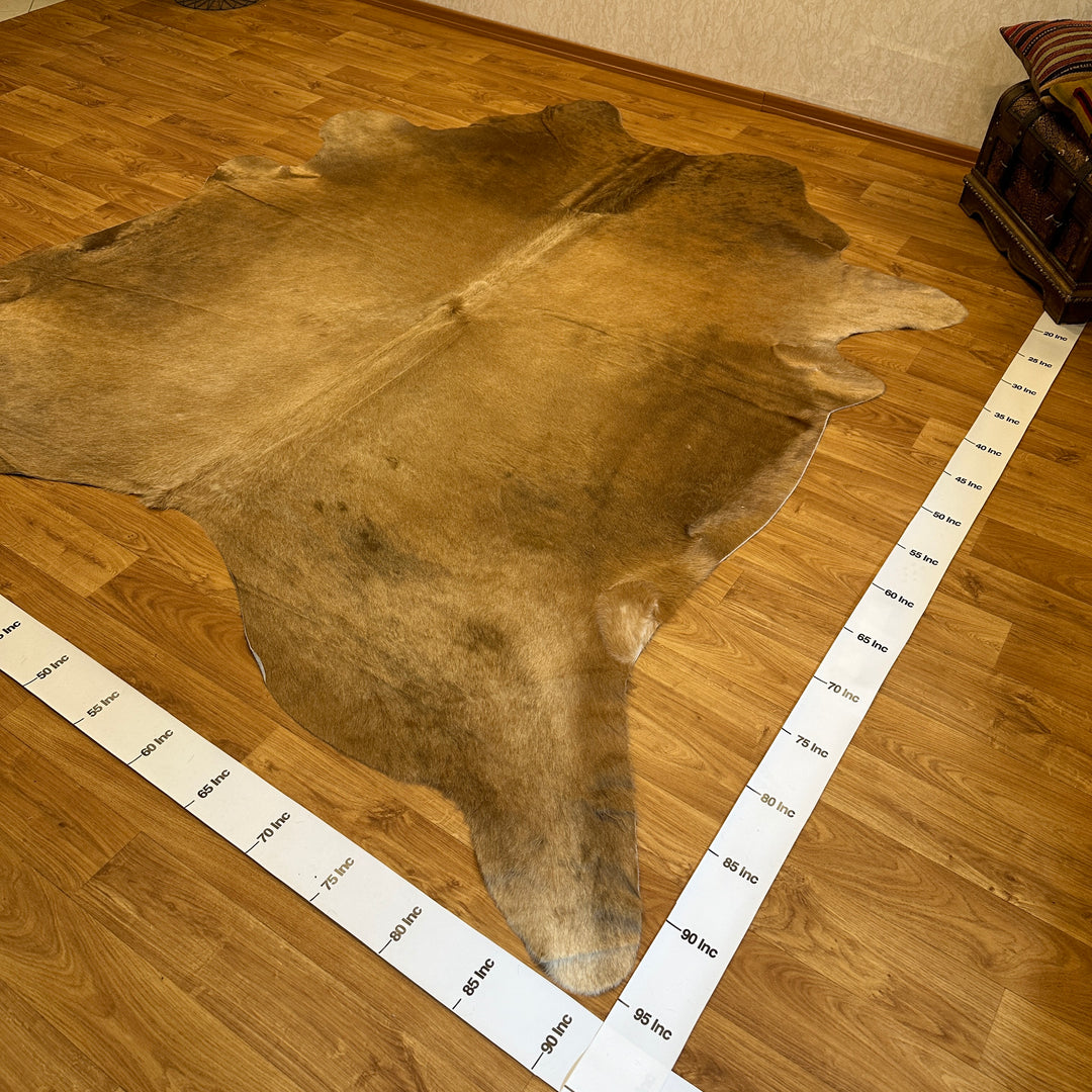 Genuine Beige Brown Cream Cowhide Rug 91x96