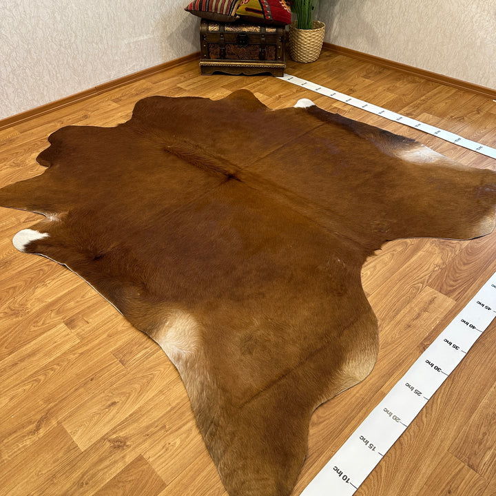 Genuine Brown Cowhide Rug 87x94