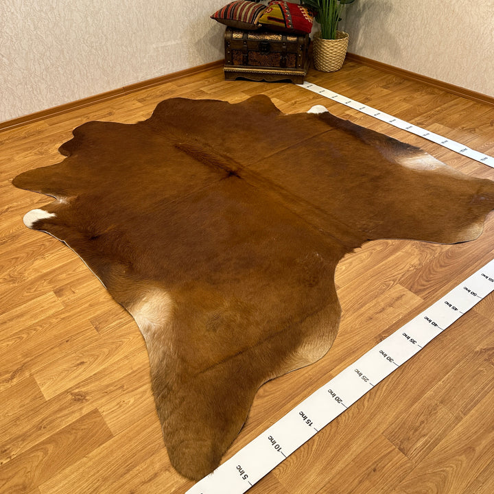 Genuine Brown Cowhide Rug 87x94