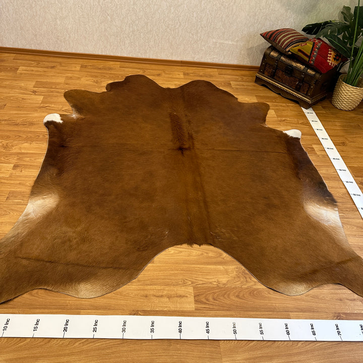 Genuine Brown Cowhide Rug 87x94