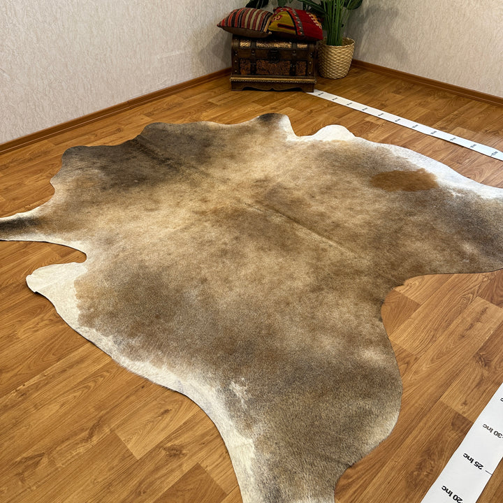 Genuine Beige Gray Cream Cowhide Rug 94x96