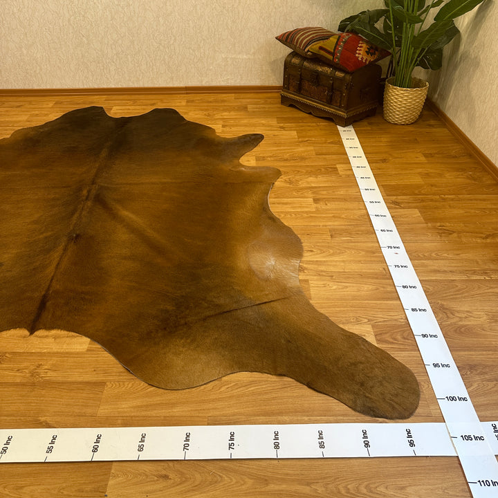 Genuine Brown Cream Cowhide Rug 97x103