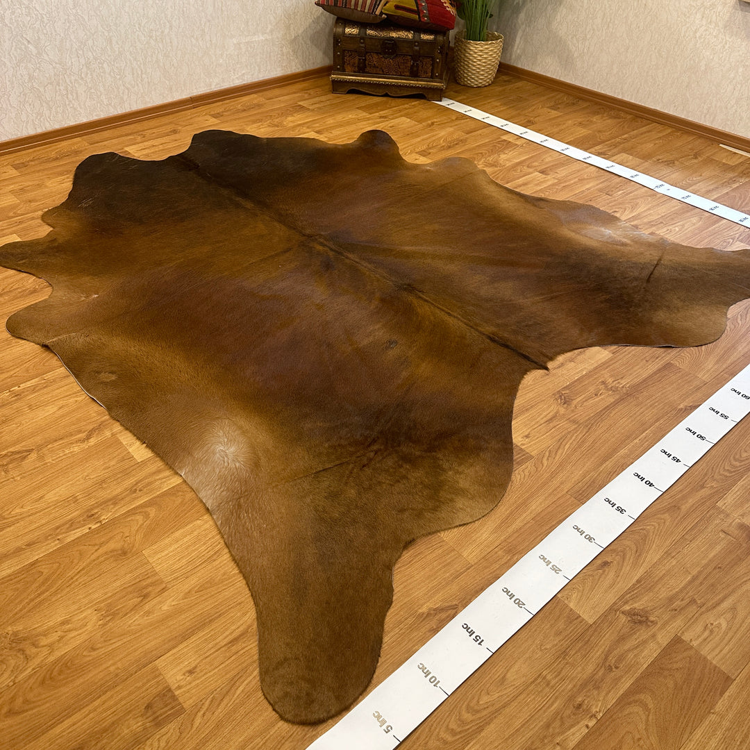 Genuine Brown Cream Cowhide Rug 97x103