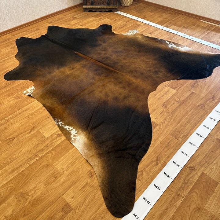 Genuine Black Brown Cowhide Rug 97x101