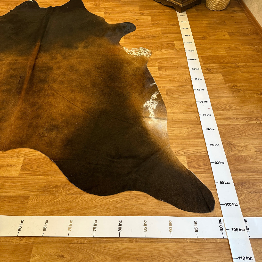 Genuine Black Brown Cowhide Rug 97x101