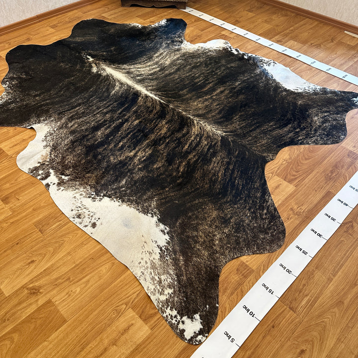 Genuine Black Gray White Cowhide Rug 78x91