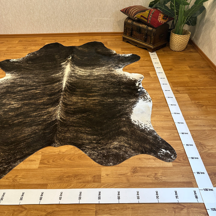 Genuine Black Gray White Cowhide Rug 78x91