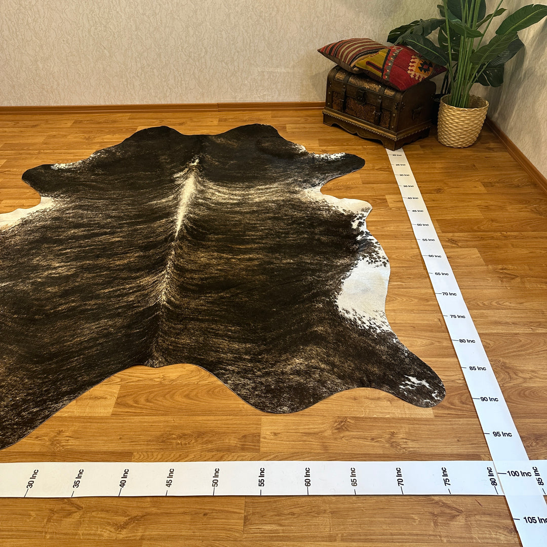 Genuine Black Gray White Cowhide Rug 78x91