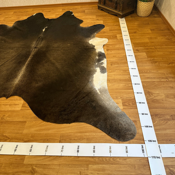 Genuine Black Gray White Cowhide Rug 99x105