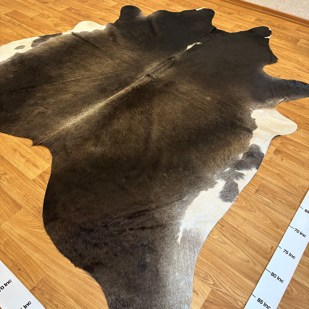 Genuine Black Gray White Cowhide Rug 99x105