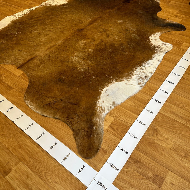 Genuine Brown White Cowhide Rug 95x103