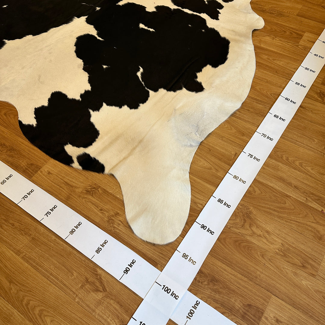 Genuine Black White Cowhide Rug 94x96