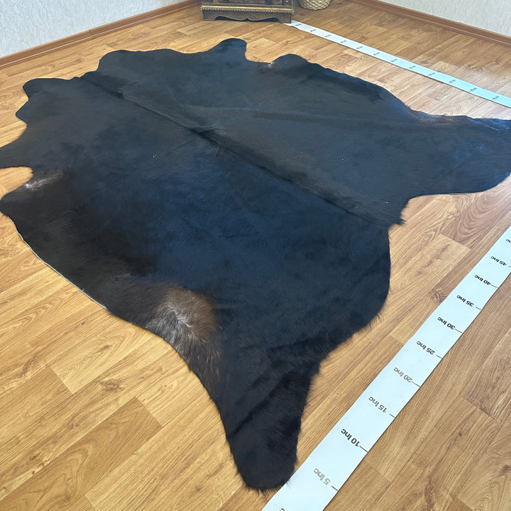 Genuine Black Cowhide Rug 87x92