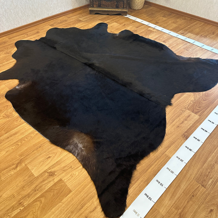 Genuine Black Cowhide Rug 87x92