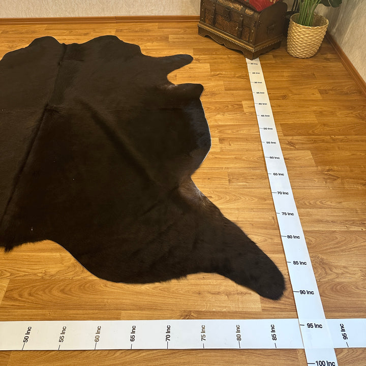 Genuine Black Cowhide Rug 87x92