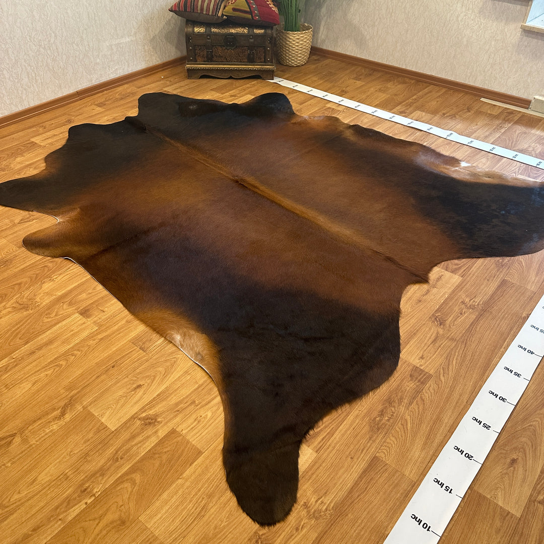 Genuine Black Brown Cowhide Rug 90x105