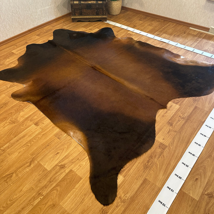 Genuine Black Brown Cowhide Rug 90x105