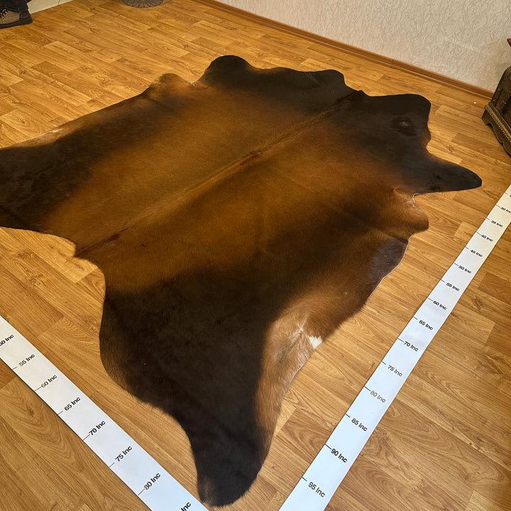 Genuine Black Brown Cowhide Rug 90x105