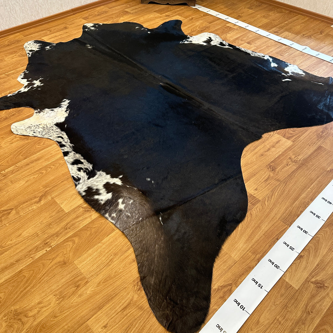 Genuine Black White Cowhide Rug 95x102