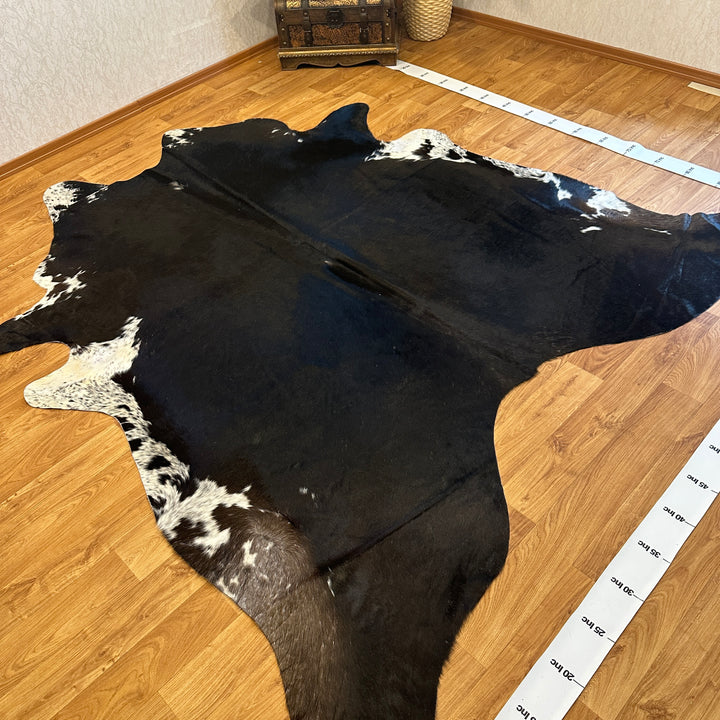 Genuine Black White Cowhide Rug 95x102