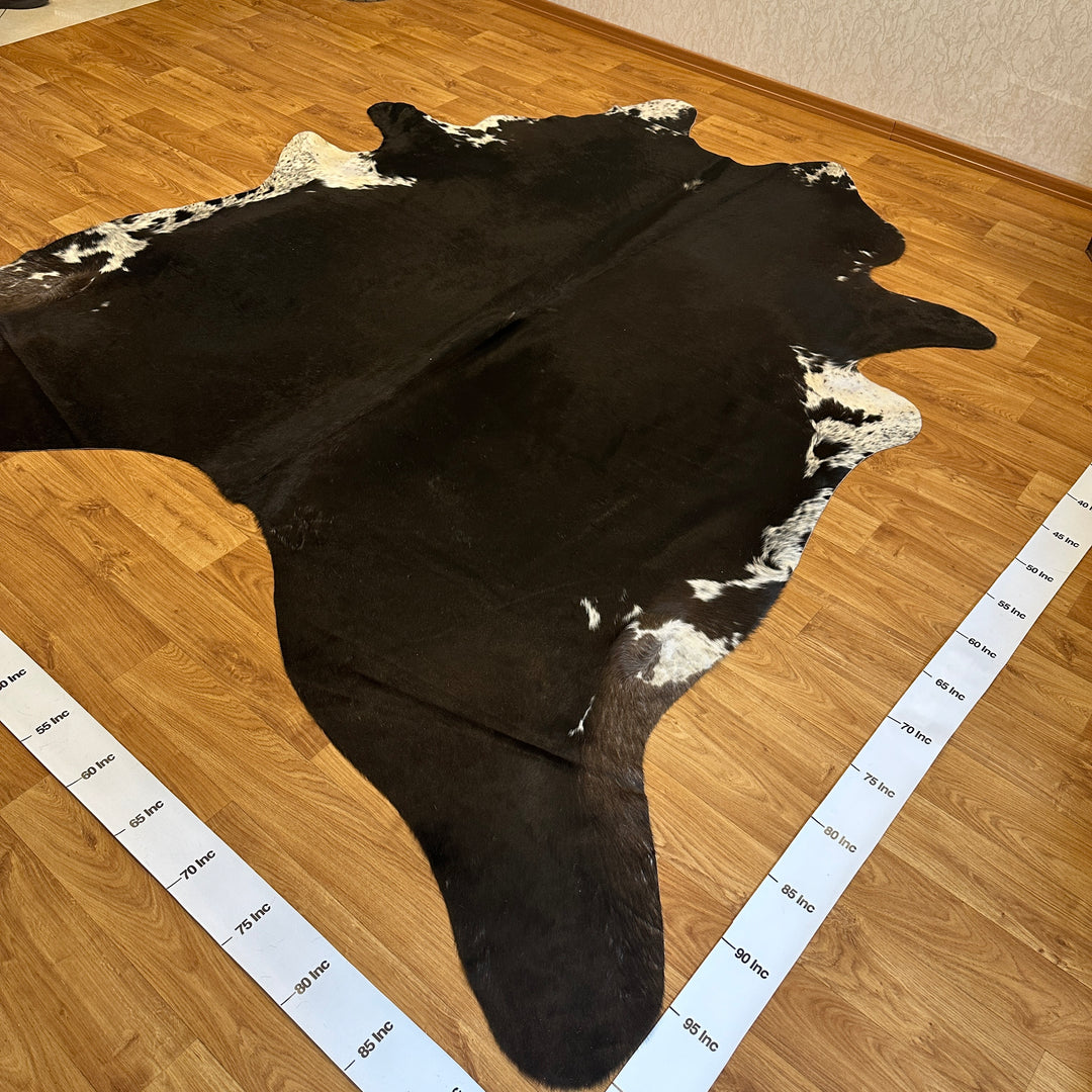 Genuine Black White Cowhide Rug 95x102