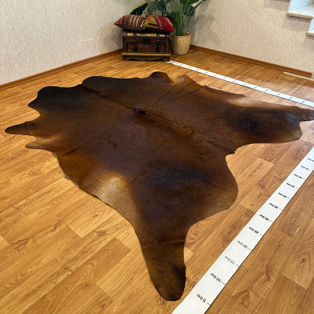 Genuine Brown Cowhide Rug 95x97