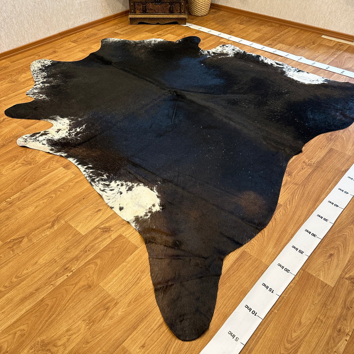 Genuine Black White Cowhide Rug 97x102