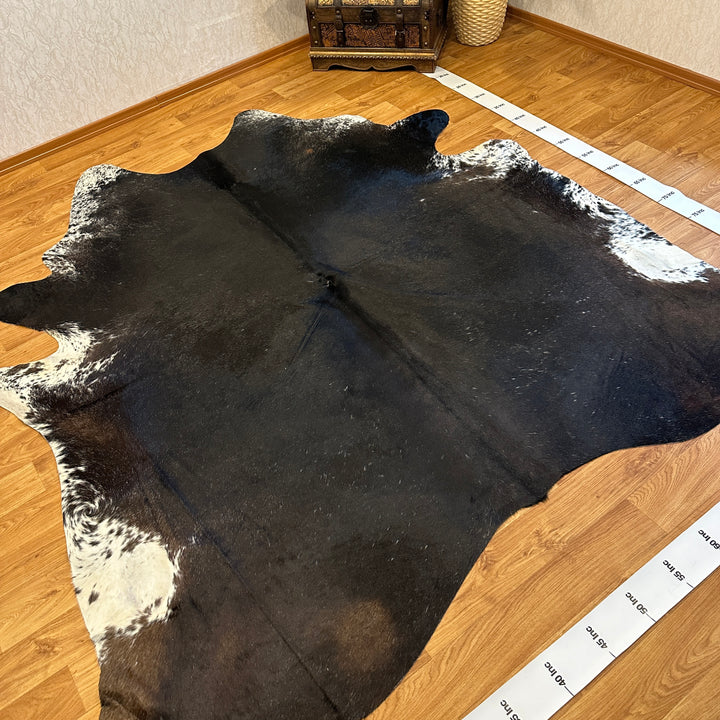 Genuine Black White Cowhide Rug 97x102