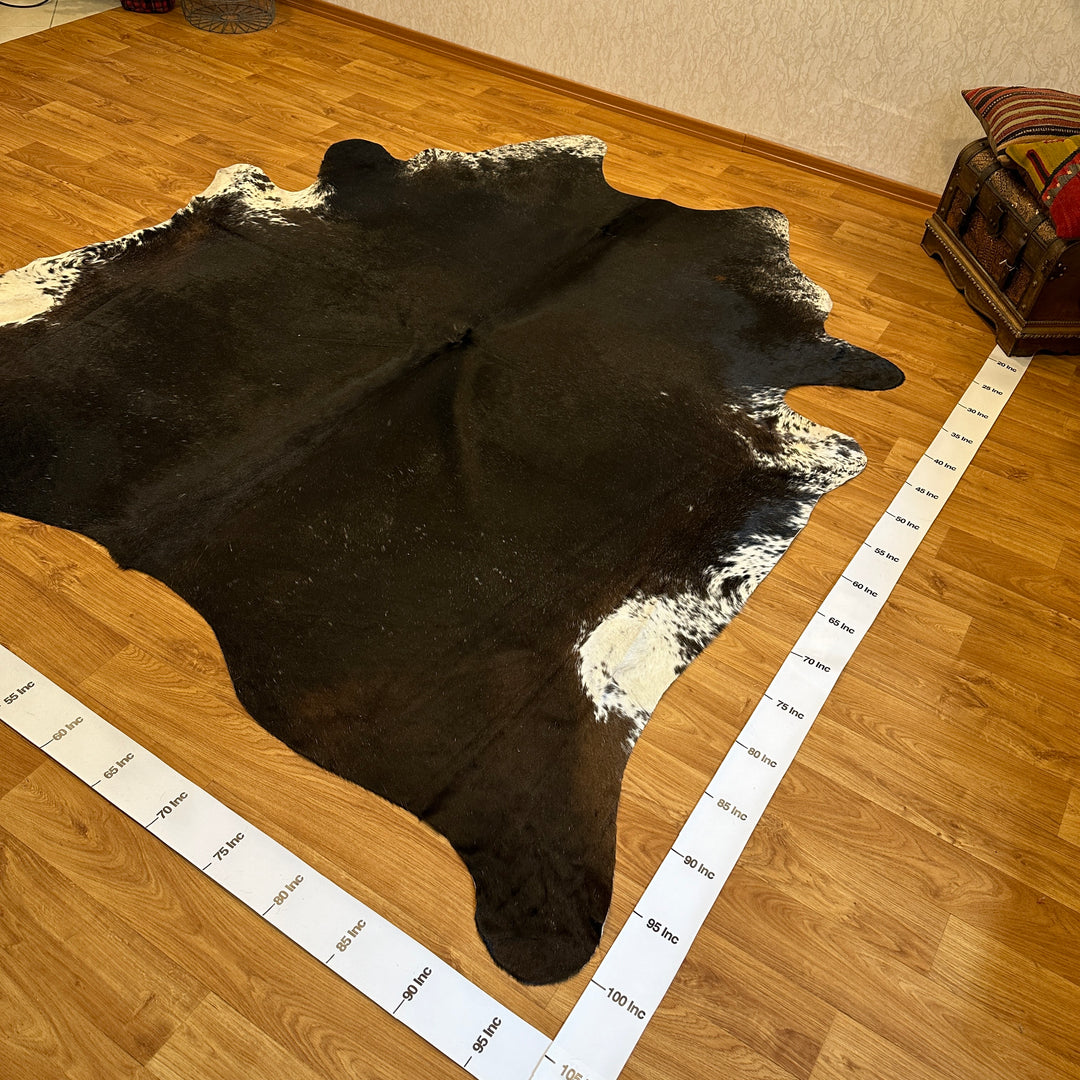 Genuine Black White Cowhide Rug 97x102