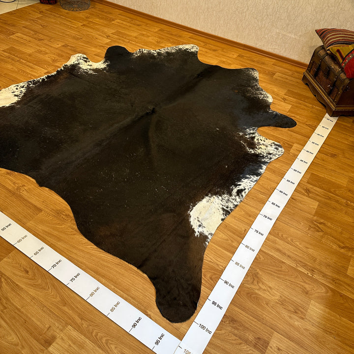 Genuine Black White Cowhide Rug 97x102