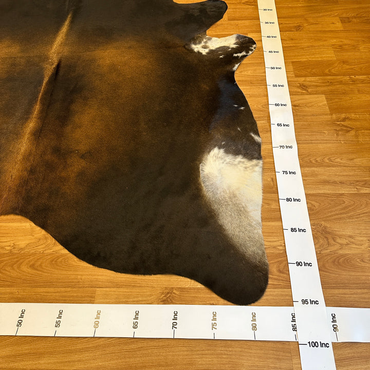 Genuine Black Brown Cowhide Rug 82x95