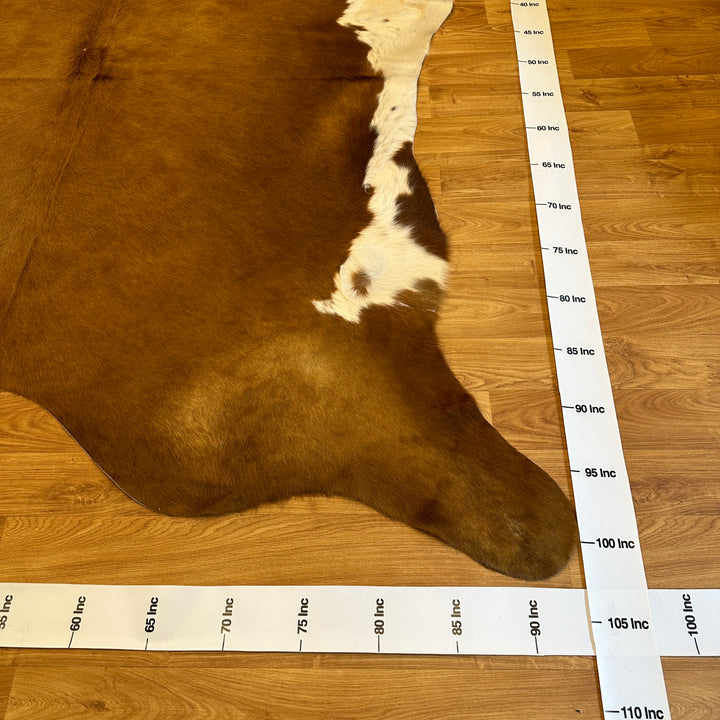 Genuine Light Brown White Cowhide Rug 94x103