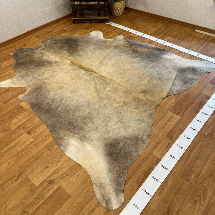 Genuine Beige Gray Cream Cowhide Rug 85x92