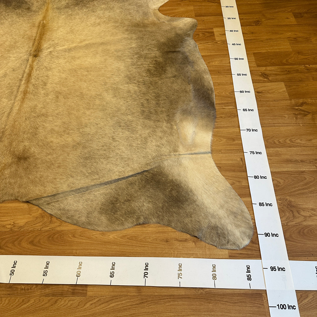 Genuine Beige Gray Cream Cowhide Rug 85x92