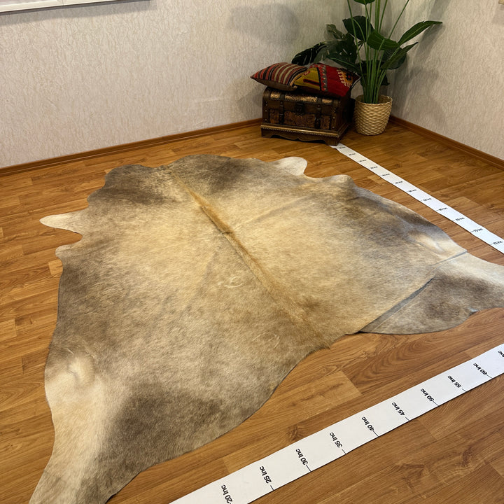 Genuine Beige Gray Cream Cowhide Rug 85x92