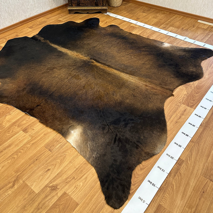 Genuine Black Brown Cowhide Rug 86x86